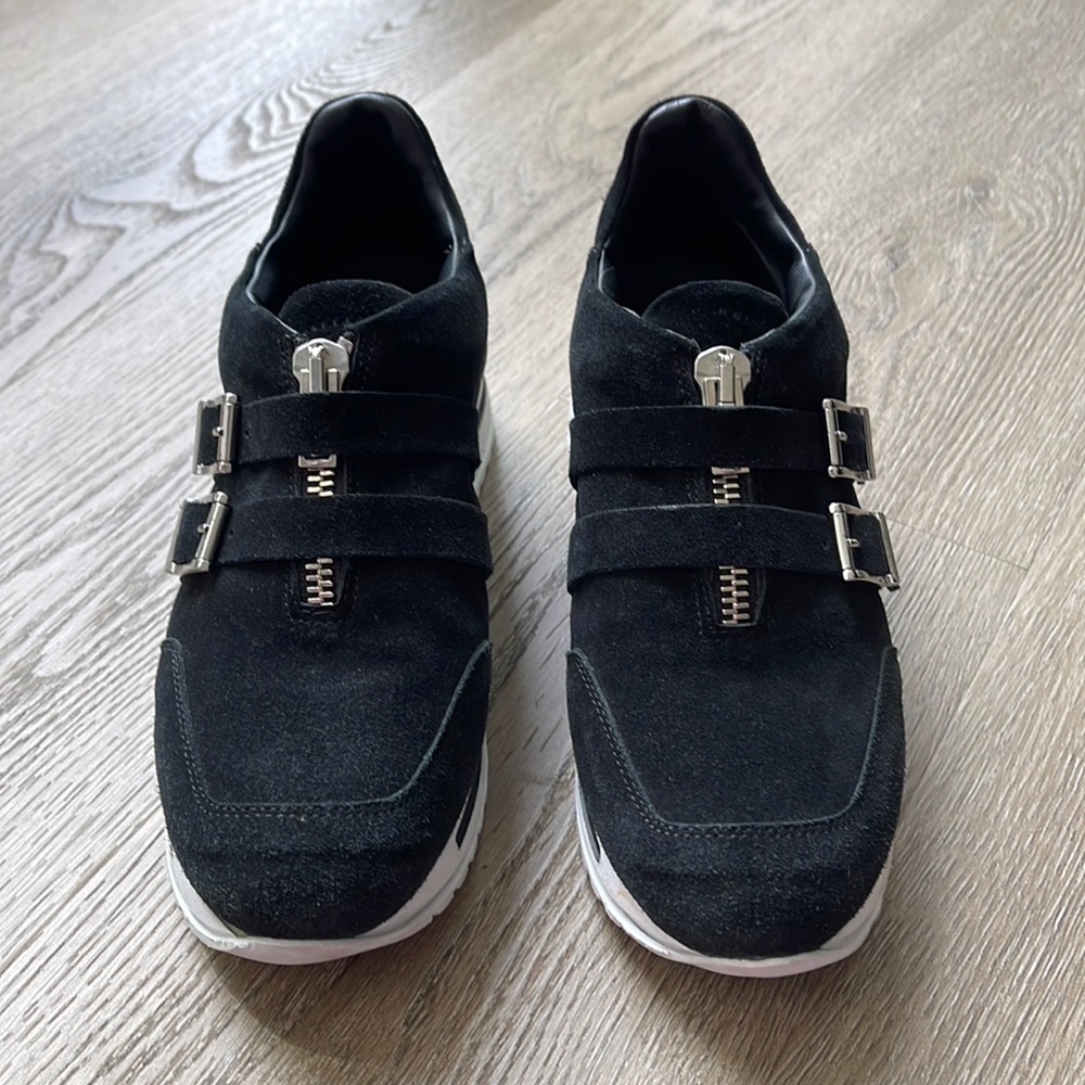 JOHN GALLIANO PARIS Black Suede Sneakers, Size 7.5